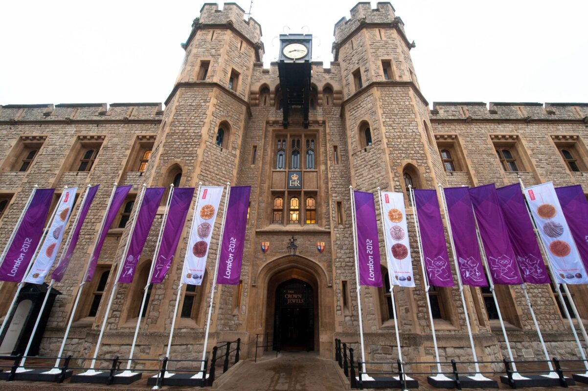 Flags on concrete bases at London 2012