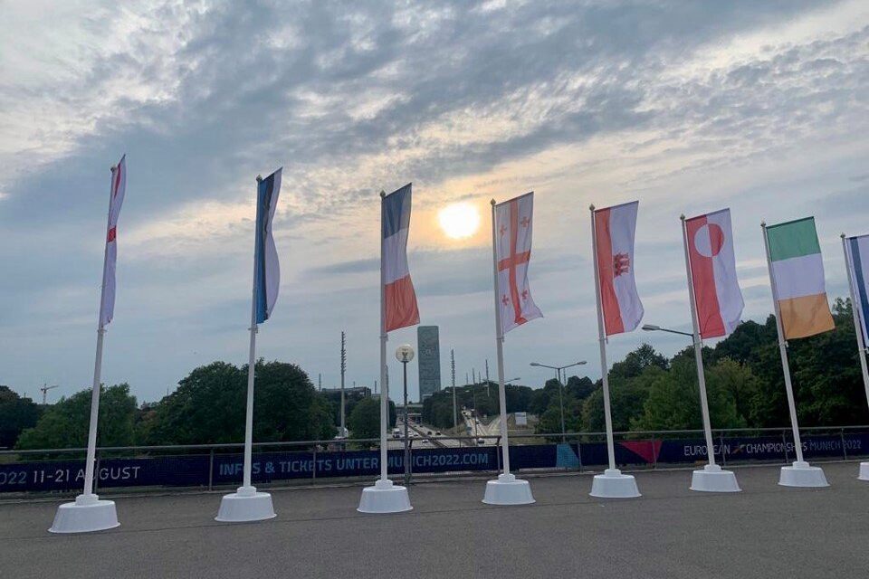 Flags on concrete bases at the European Championships