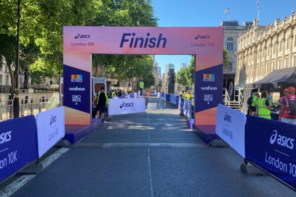 Finish Line gantry at the Asics London 10k