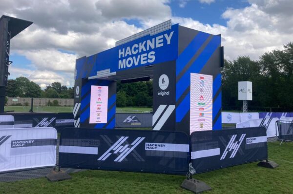 3D gantry at the Hackney Half Marathon