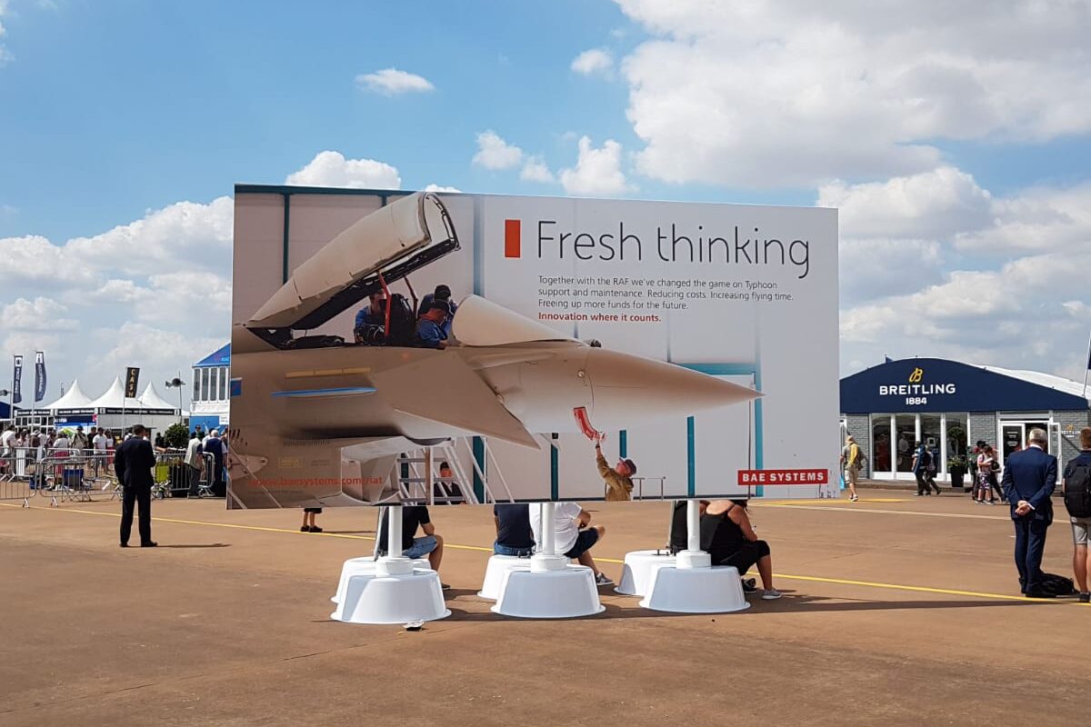 48 sheet temporary billboard on concrete bases at airshow