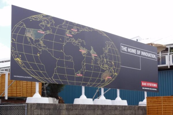 96 sheet temporary billboard on concrete bases at airshow