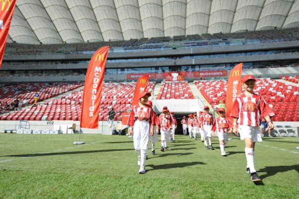Feather flags at McDonalds sponsorship fanzone event