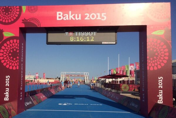 Finish line gantry for Baku 2015