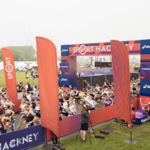 Start line gantry for Hackney Half Marathon