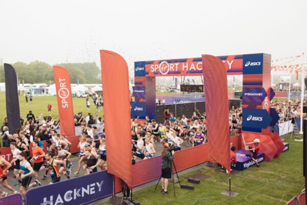 Start line gantry for Hackney Half Marathon