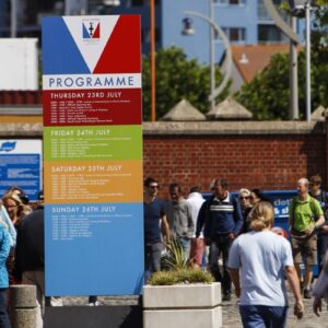 Mile marker wayfinding at Americas Cup
