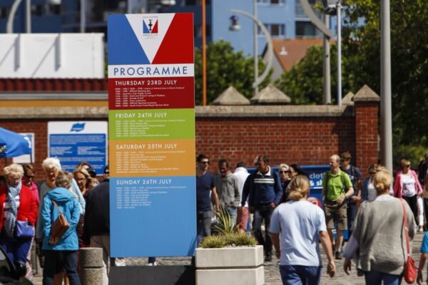 Mile marker wayfinding at Americas Cup