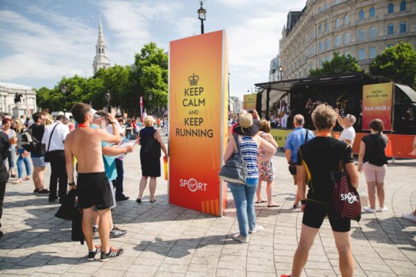 Toblerone photo backdrop at the British 10k