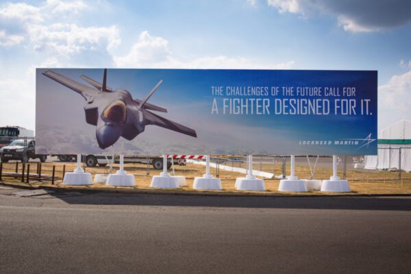 96 sheet temporary billboard on concrete bases